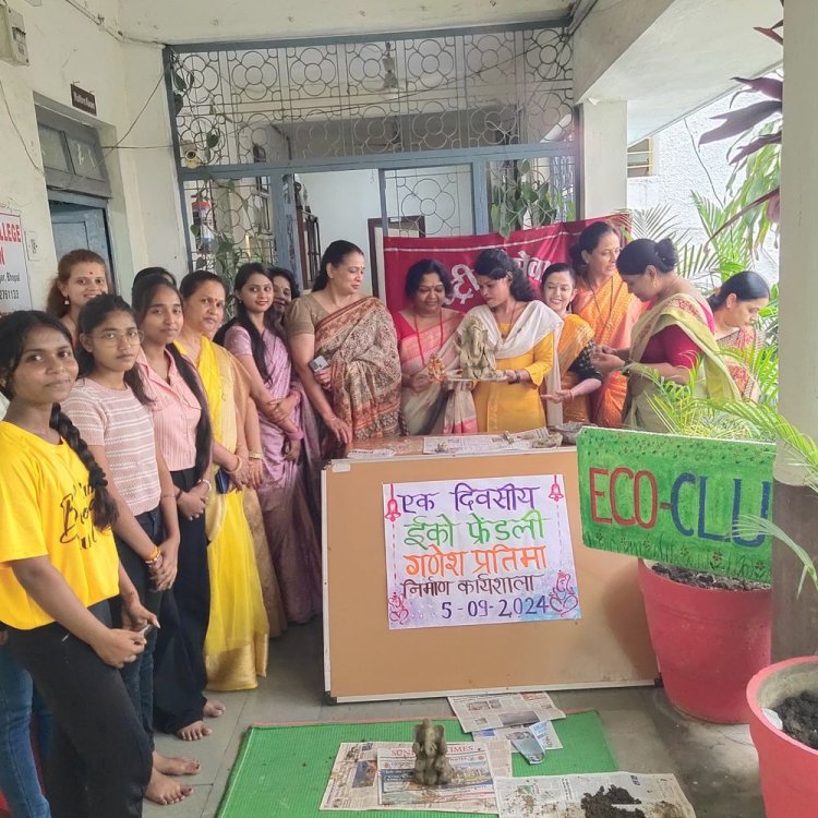 इको फ्रेंडली गणेश प्रतिमा वर्कशॉप:आनंद विहार कॉलेज फॉर वूमेन भोपाल ने पर्यावरण संरक्षण का दिया संदेश