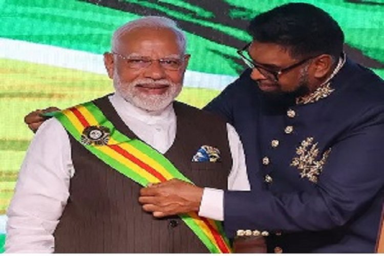 PM गयाना के सर्वोच्च राष्ट्रीय पुरस्कार, ‘द ऑर्डर ऑफ एक्सीलेंस’ से सम्मानित