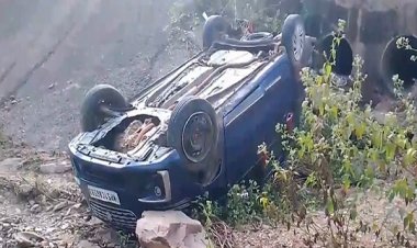 अनियंत्रित होकर पुल से नीचे गिरी कार, 8 घायल