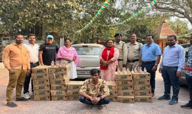 31 पेटी एमपी मदिरा एवं स्विफ्ट कार जब्त, आरोपी गिरफ्तार