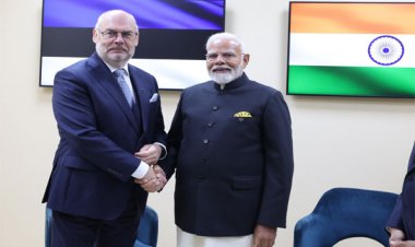 फ्रांस में प्रधानमंत्री मोदी की एस्टोनियाई राष्ट्रपति से मुलाकात