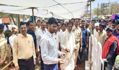 गिरौदपुरी मेला परिसर में शेड निर्माण हेतु किया गया नाप -जोख क़ा कार्य