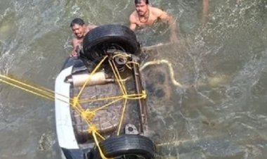 तेज रफ्तार कार नाले में जा गिरी, दो की मौत