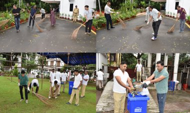राजभवन परिसर में अधिकारियों-कर्मचारियों ने की साफ-सफाई