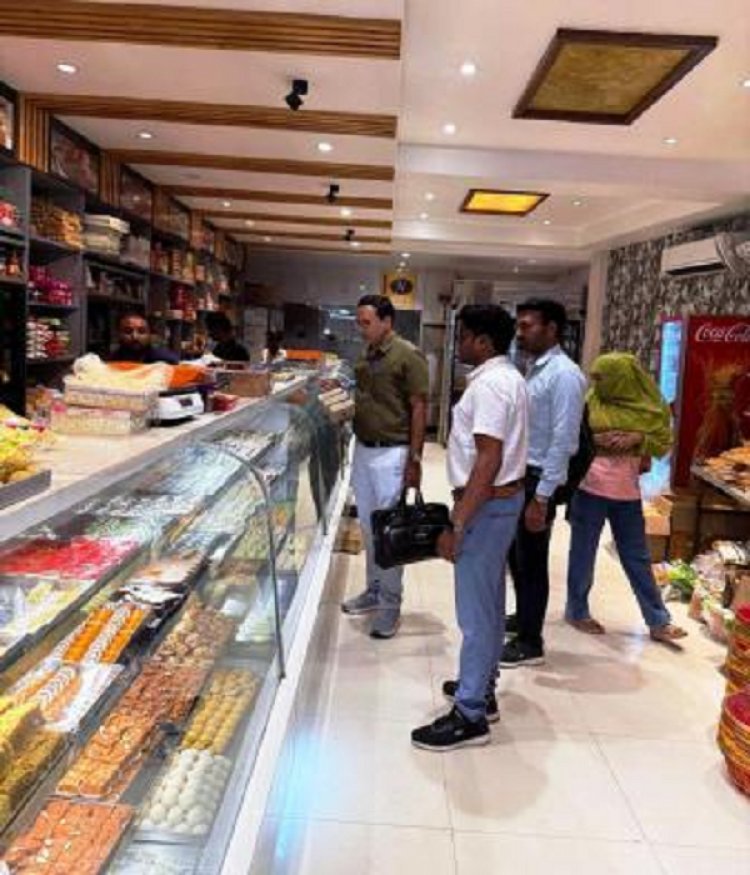 खाद्य सुरक्षा विभाग की कार्रवाई, मिठाई दुकानों का निरीक्षण, नमूने लिए गए