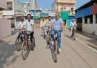 निगम आयुक्त ने साइकिल से किया वैशाली नगर का निरीक्षण, व्यवस्थाओं का लिया जायजा